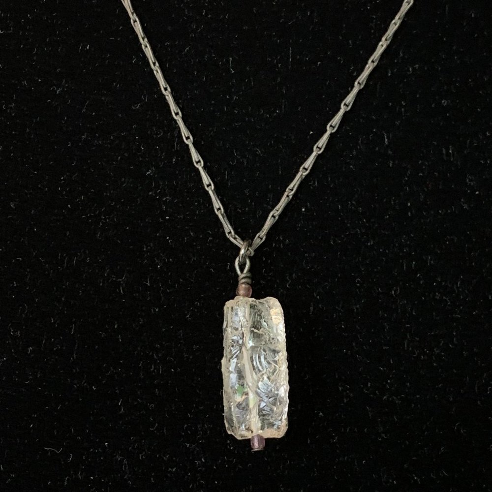 22" necklace with a chunky glass pendant